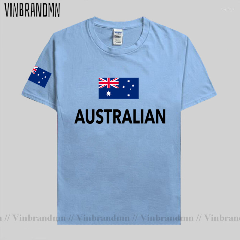 

Men's T Shirts Australia Shirt Men Aussie T-shirt Cotton Nation Team Tshirt Country Fans Streetwear Fitness Homme AUS Australian Tee, Blue