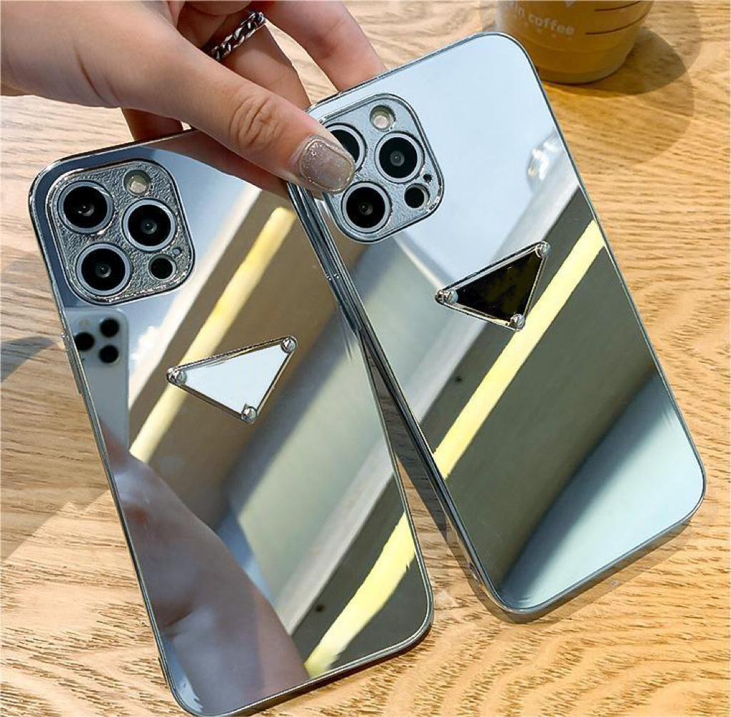 

Top Luxury Brand Designers Cases for iphone 14 pro max plus iphone13 12 11 mini 7plus Make up Mirror beauty covers metal crystal clear shockproof backcovers for apple, Black