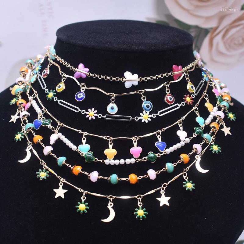 

Choker Chokers Five Pointed Star Daisy Butterfly Necklace Statement Short Chain For Women Metal Copper Necklaces JewelryChokers Pear22
