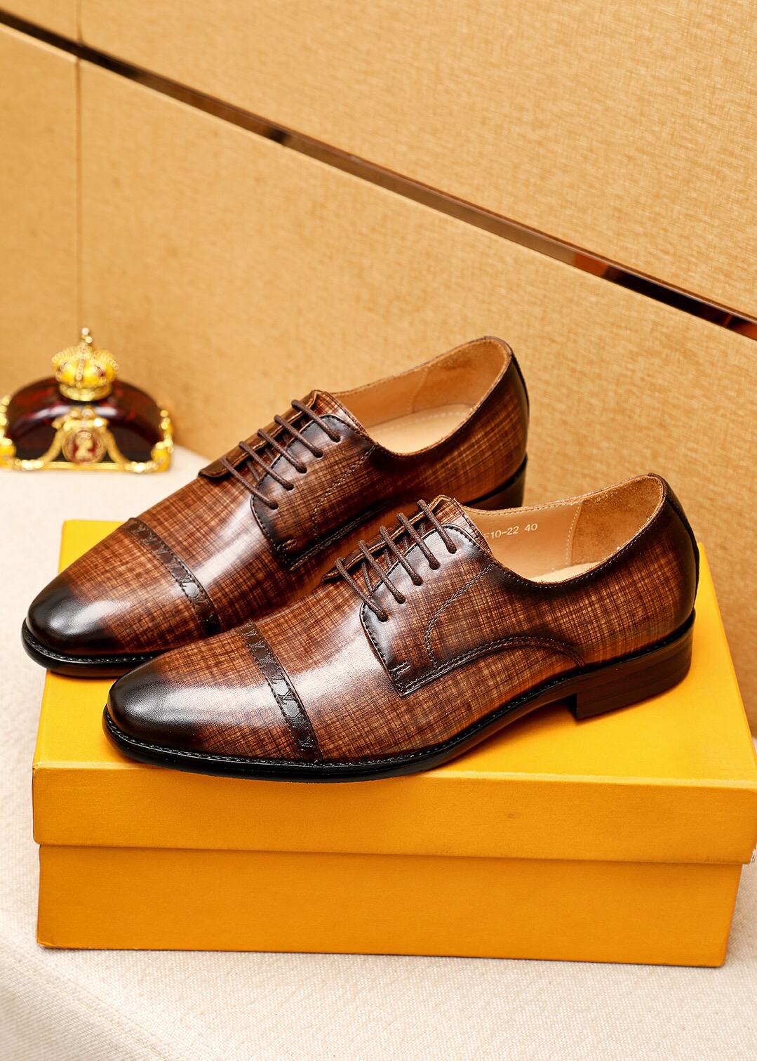 

2023 Men Dress Shoes Genuine Leather Brand Designer Oxfords Mens Footwear Fashion Brogue Shoes High Quality Business Formal Flats Size 38-45, Black