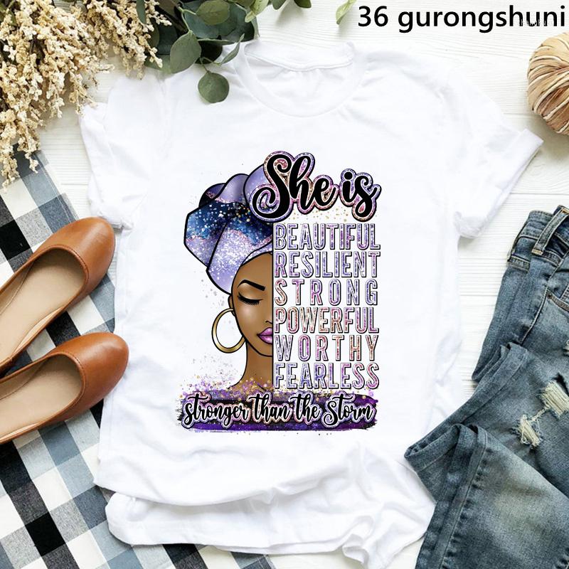 

Women's T Shirts Melanin Poppin Shirt Black Women African Girl Magic Print Tshirt Femme Harajuku Clothes Female T-shirt Tops, Y80000