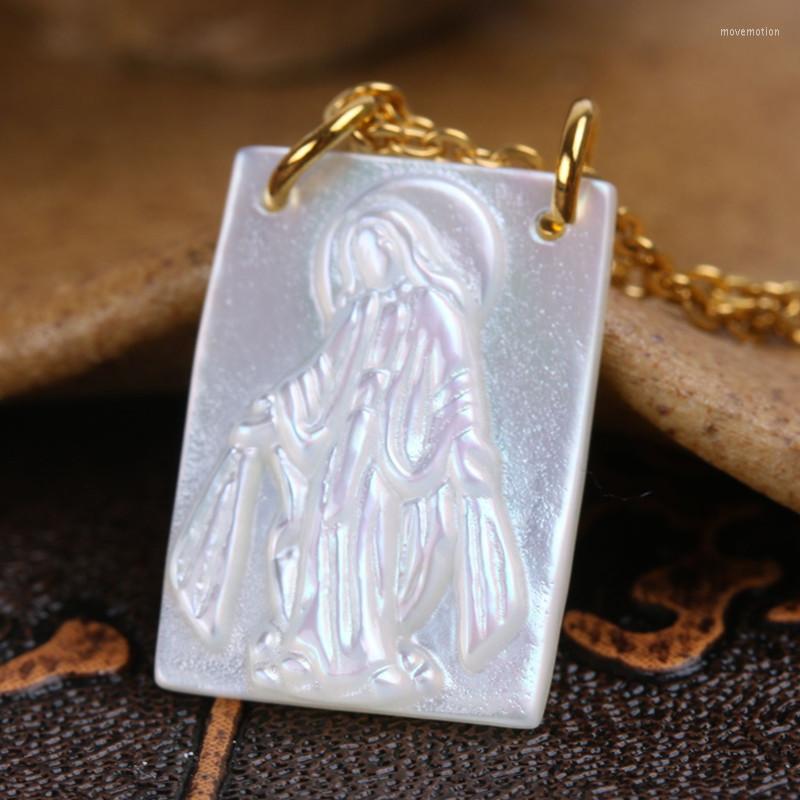 

Pendant Necklaces 20PCS/Lot 12 16mm Religious Figures Jesus/ Angel/ Virgin MOP Shell With Copper Alloy Chain Fashion Necklace