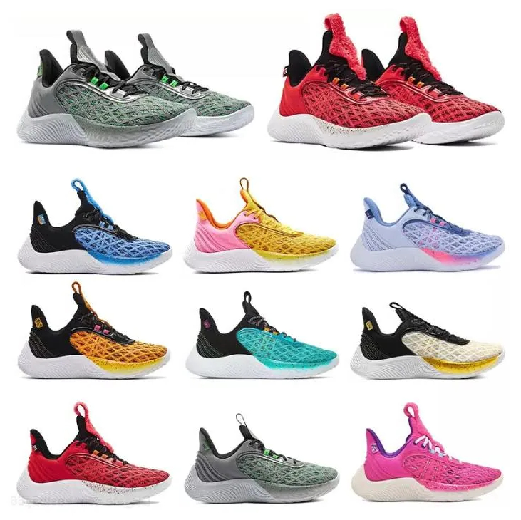 Big Size50 Nouvelles chaussures de basket-ball Curry Flow 9SNeakers jouent aux baskets rouges Blanc Blue Pankets Street Game NOUVEAU CURRYS FLOW