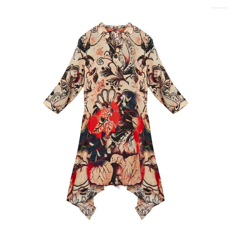 

Party Dresses Silk Crepe Printed Dress Pure Fabric Office Lady Fashion Style Women 2023, Picture shown