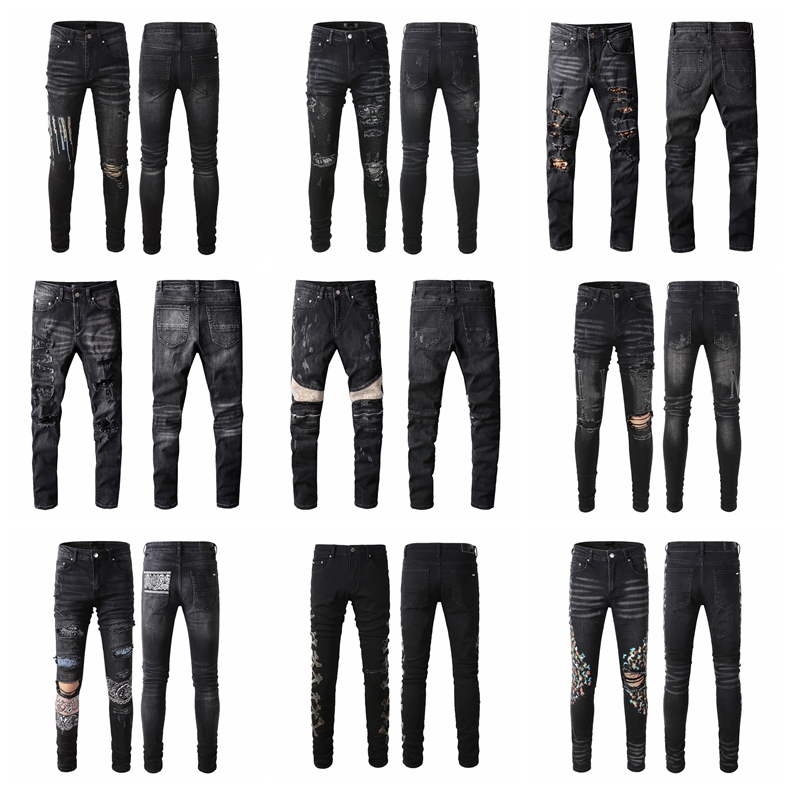 

Mens Designer Distressed Jeans Ripped Biker Slim Fit Motorcycle Jeans For Man Skinny Denim Pants Size 28-40 #BB, Don't shoot(non-delivery)