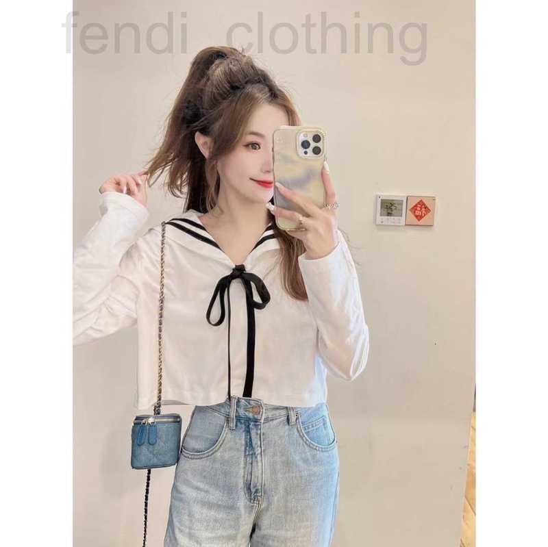 

Women' Blouses & Shirts designer Shenzhen Nanyou High-end Vigorous Age Reducing Style Removable Navy Collar Splice Long Sleeve T-shirt NVHM, White3