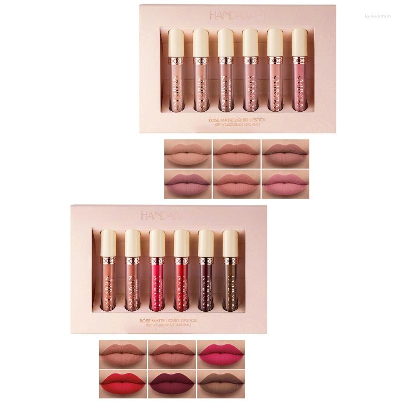 

Lip Gloss 6Pcs Matte Liquid Lipstick Sets Non-stick Cup Not Fade Waterproof Long-Lasting Makeup Gift Set Drop