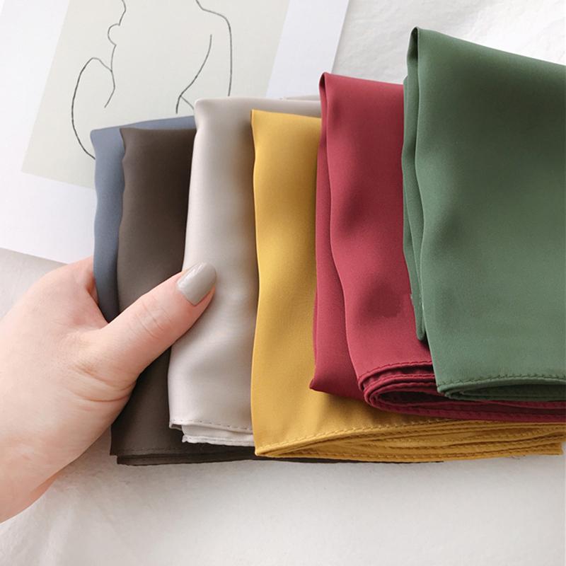 

Scarves &Dolphin Spring Women Silk Square Scarf 50x50cm Solid Color Bandanas Vintage Headbands Wristband Wrist Towel SkinnyScarves
