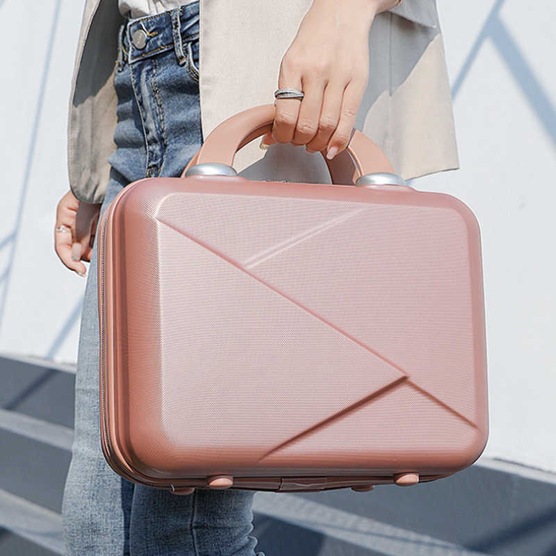 

Cosmetic Organizer Storage Bags Makeup Travel Case Hard Small Box Retro ABS Carrying Suitcase for Women Y2302