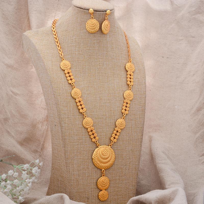 

Necklace Earrings Set & 60Cm Dubai African For Women Girls Arabic Gold Wedding With Bridal And EarringEarrings EarringsEarrings, Picture shown