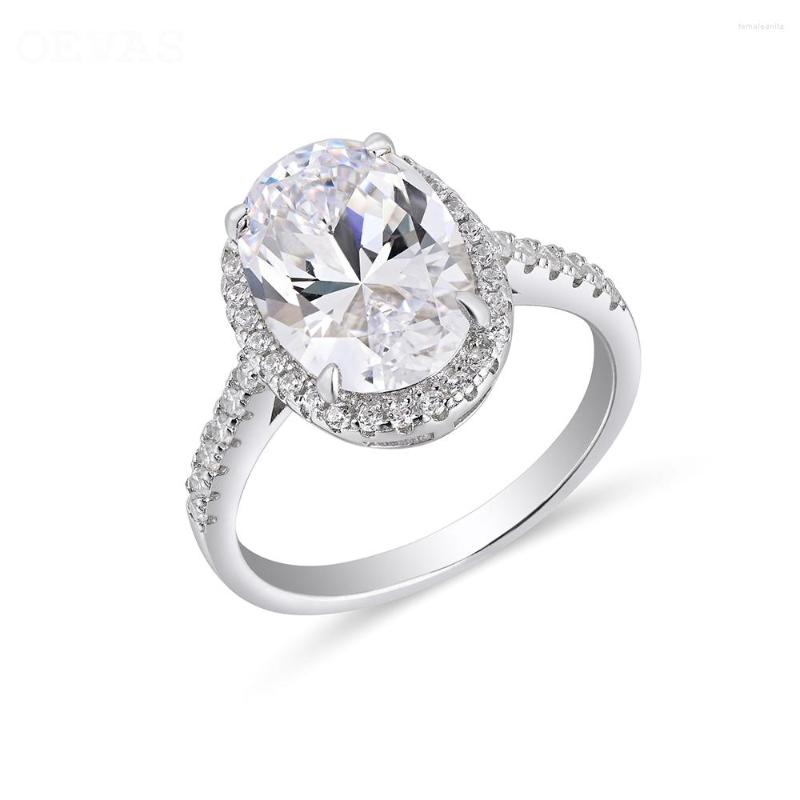 

Cluster Rings 925 Sterling Silver Bridal Ring Shiny Oval High Carbon Diamond Wedding Engagement Party Premium Jewelry Wholesale