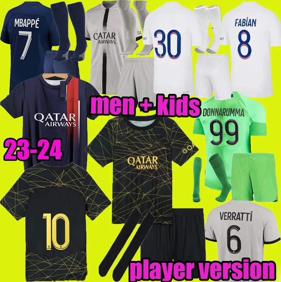 

22 23 MBAPPE pSgS soccer jerseys 2023 2024 DI MARIA WIJNALDUM SERGIO RAMOS HAKIMI Donnarumma Maillots de football kit VERRATTI Fabian Sanche
