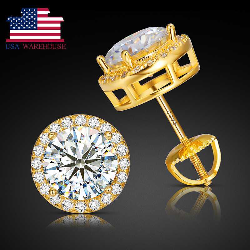 

Classic Round 2ct Diamond Test Passed Moissanite for Sterling Silver 925 Ear Ring Engagement Gift