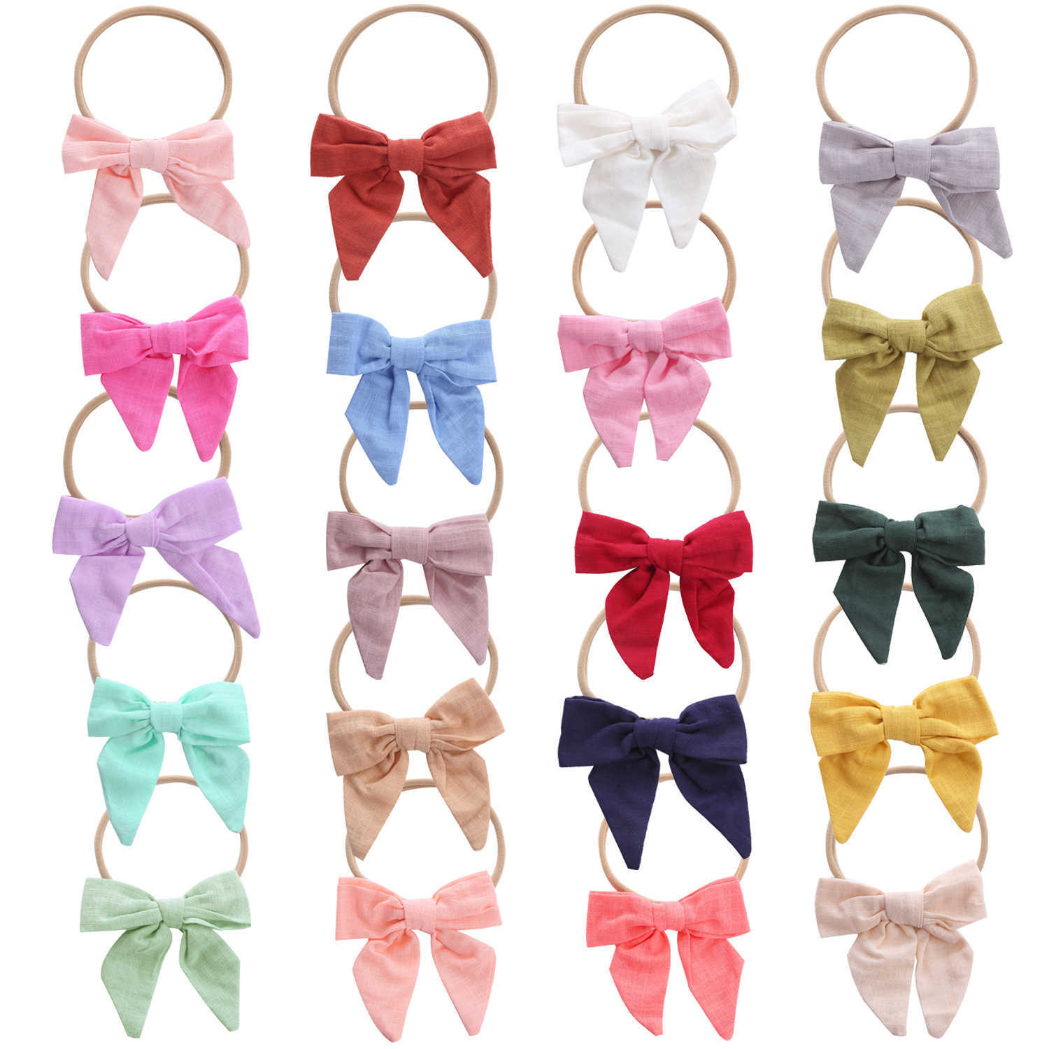 

New children's cotton and hemp bow nylon hair band cute baby hand butterfly ice headband hair accessories