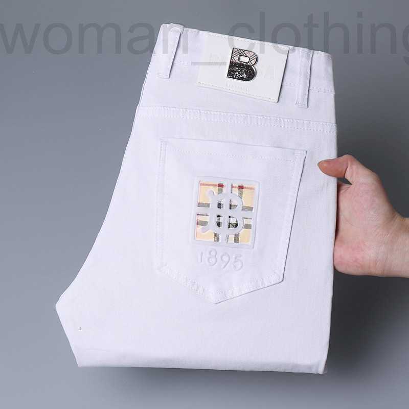 

Men's Jeans Designer 2023 spring and summer jeans men's light luxury Korean version thin elastic slim cotton pure white pants L9ZY, White xw6002