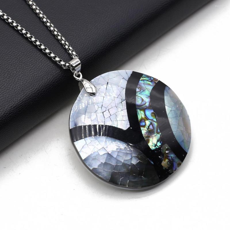 

Chains Natural Freshwater Abalone Shell Necklace Pendant Round Shape Exquisite Charms For Jewelry Making Diy Bracelet Gift Accessories