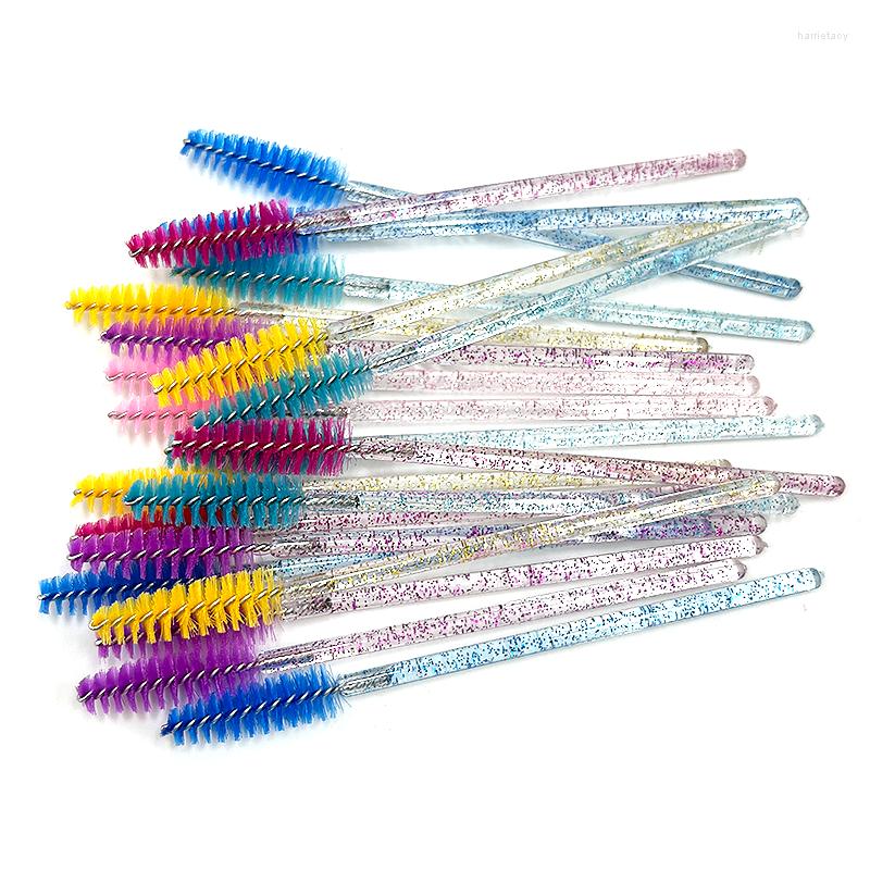 

Makeup Brushes 50Pcs Disposable Crystal Eyelashes Brush Diamond Handle Mascara Wand Applicator Eyelash Extension Tool