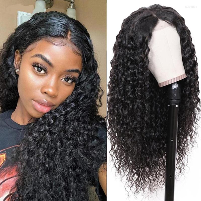 

30Inches Water Wave Lace Front Human Hair Wig 4X4 Closure Wigs For Women Remy Wet And Wavy, Picture shown