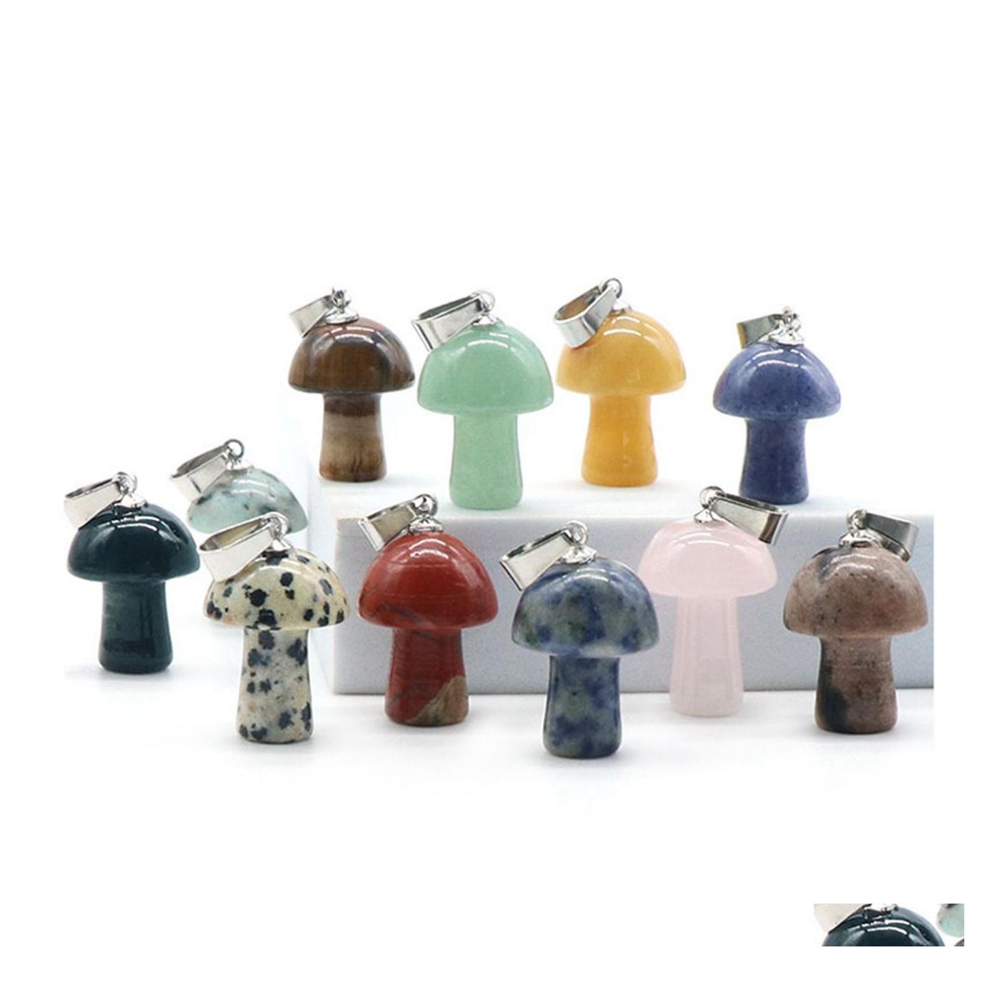 

car dvr Pendant Necklaces 10Pcs Healing Chakra Crystal Mushroom For Making Jewelry Necklace Earrings Bracelets Natural Gemstone Rock Charm C Dhvdr
