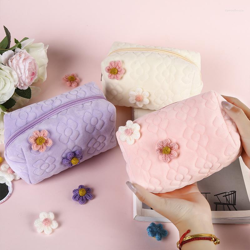 

Cosmetic Bags Kawaii Flower Bag Fashion Women's Beauty Cosmetics Makeup Multifunction Student Pencil Case Organizer Neceser 2023, Grey
