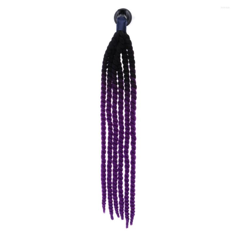 

Motorcycle Helmets Hand-made Helmet Braids / Ponytail Wig Hair Purple, Picture shown