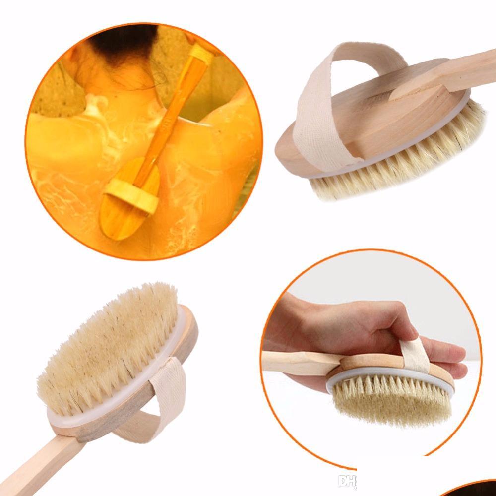 

Bath Tools Accessories Natural Boar Bristle Wooden Brush Long Handle Masr Shower Back Spa Body Skin Bathroom Products Drop Deliver Dhn82