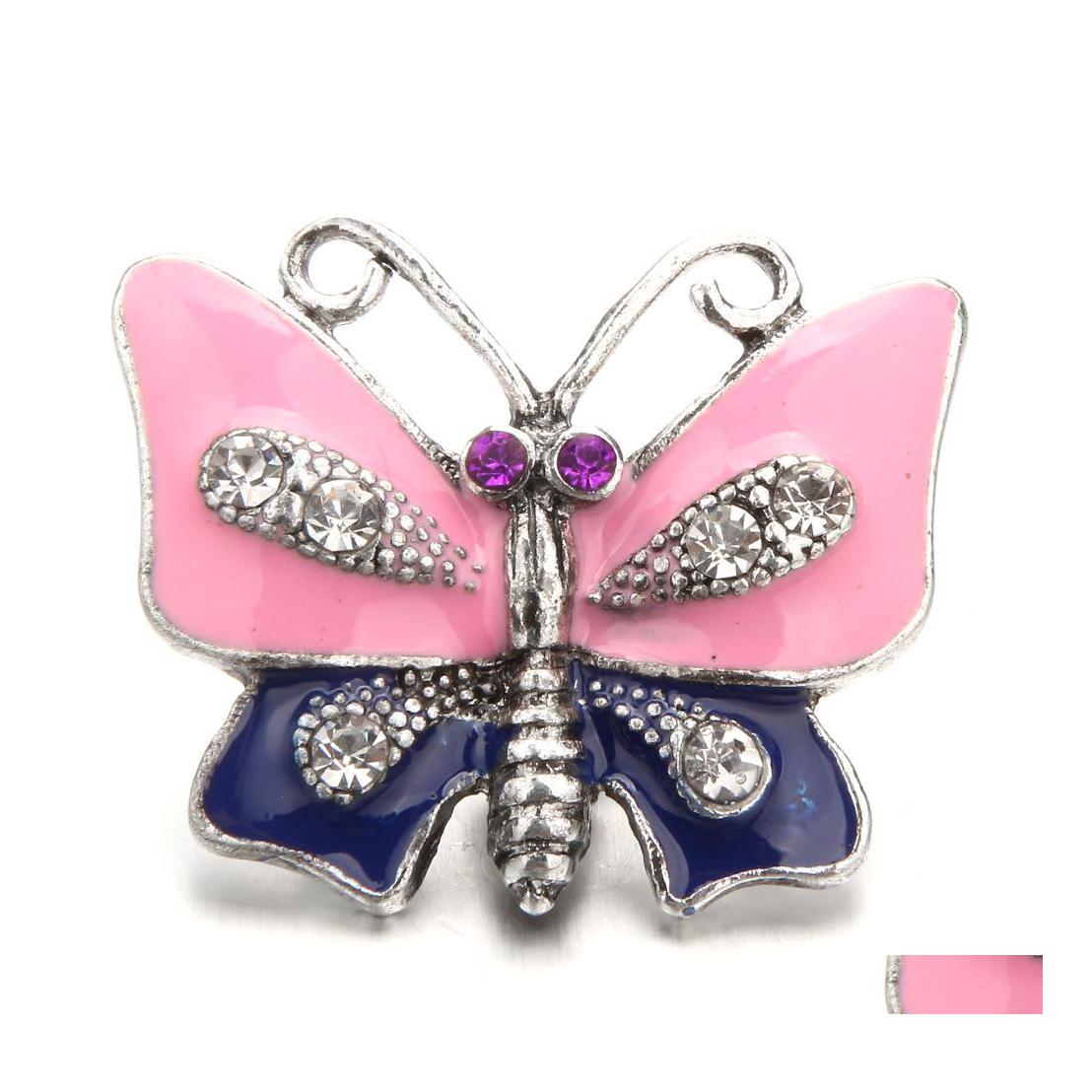 

car dvr Other Snap Button Jewelry Components Enamel Colorf Butterfly 18Mm Metal Snaps Buttons Fit Bracelet Bangle Noosa Drop Delivery Finding Dhbui
