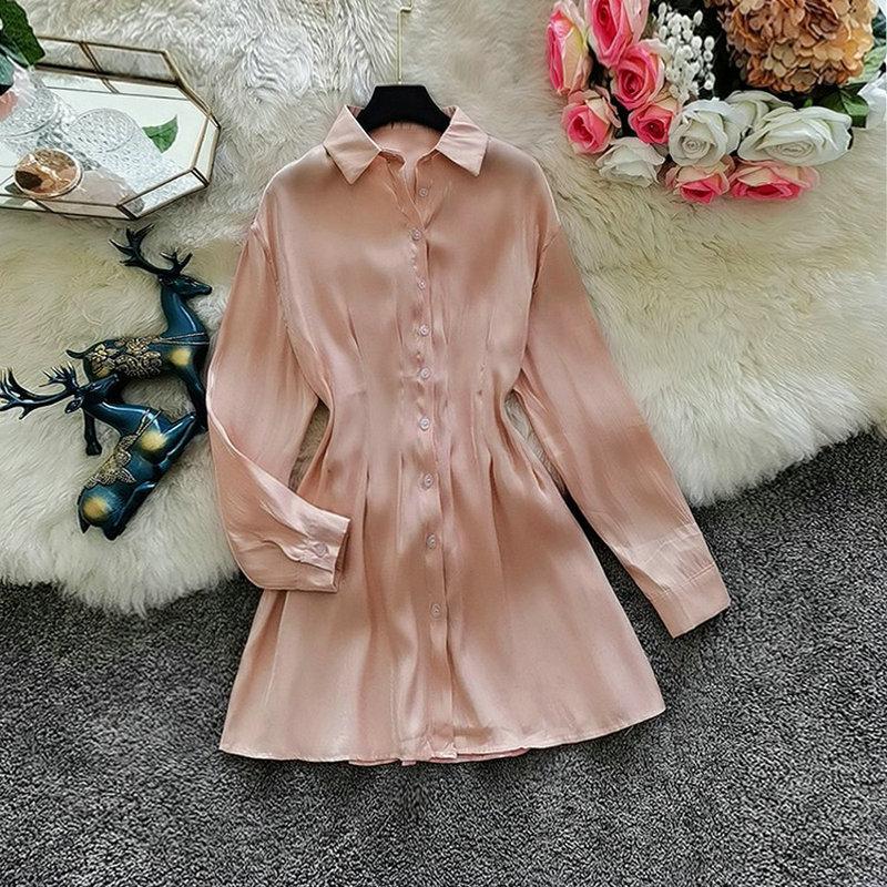 

Women's Blouses & Shirts Autumn Female Stand Collar Single Buttons Long Sleeve Drawstring Chiffon Fairy Shirt Chic Women ShirtsW, Black
