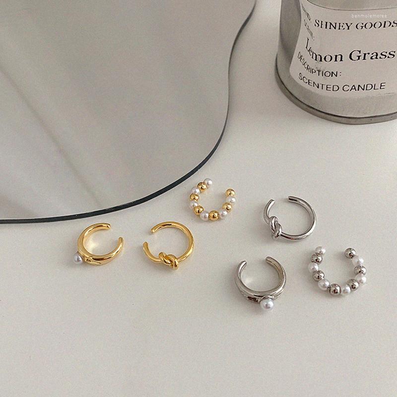 

Backs Earrings WTLTC Steampunk Knotted Pearls Balls Clip For Women 3 Pcs Small Tiny Non Pierced Set Vintage Dotted Ear Cuff