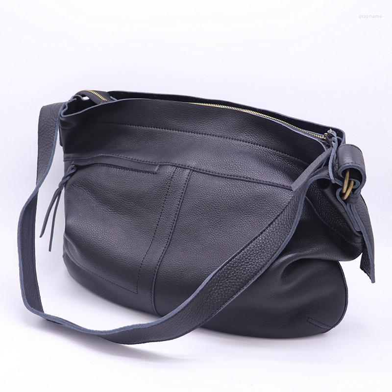 

Evening Bags Luxury Genuine Leather Large Capacity Handbags Women Bag High Quality Soft Cowhide Shoulder Lady Vintage Big Crossbody, Black