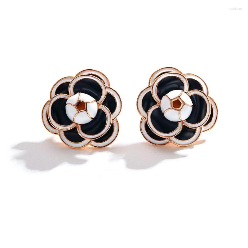 

Backs Earrings Flower Shape Enamel Clip On Earings Fashion Jewelry For Ladies Luxury Woman Designer Trendy Accessories Bijoux Gift