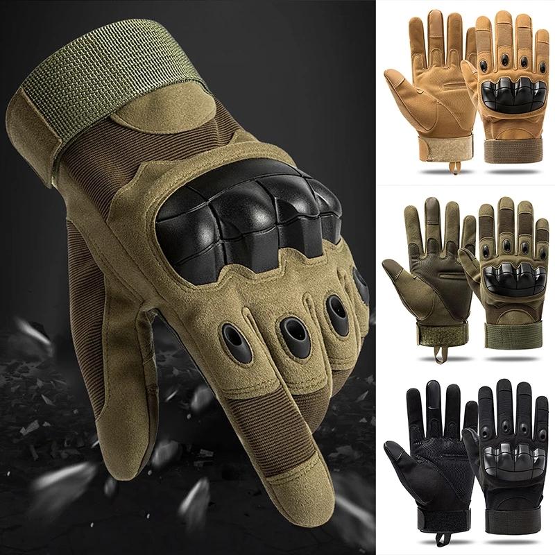 

Sports Gloves Military Tactical Full Finger Men Touch Screen Paintball Hard Knuckle Outdoor Climbing Riding Army Combat, Black