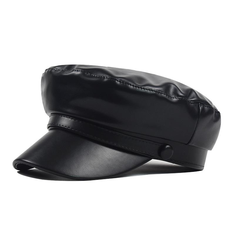 

Berets High Quality Genuine Leather Sboy Cap Men Real Winter Hat Black Brown Vintage Brand Octagonal For Women Flat CapBerets, White