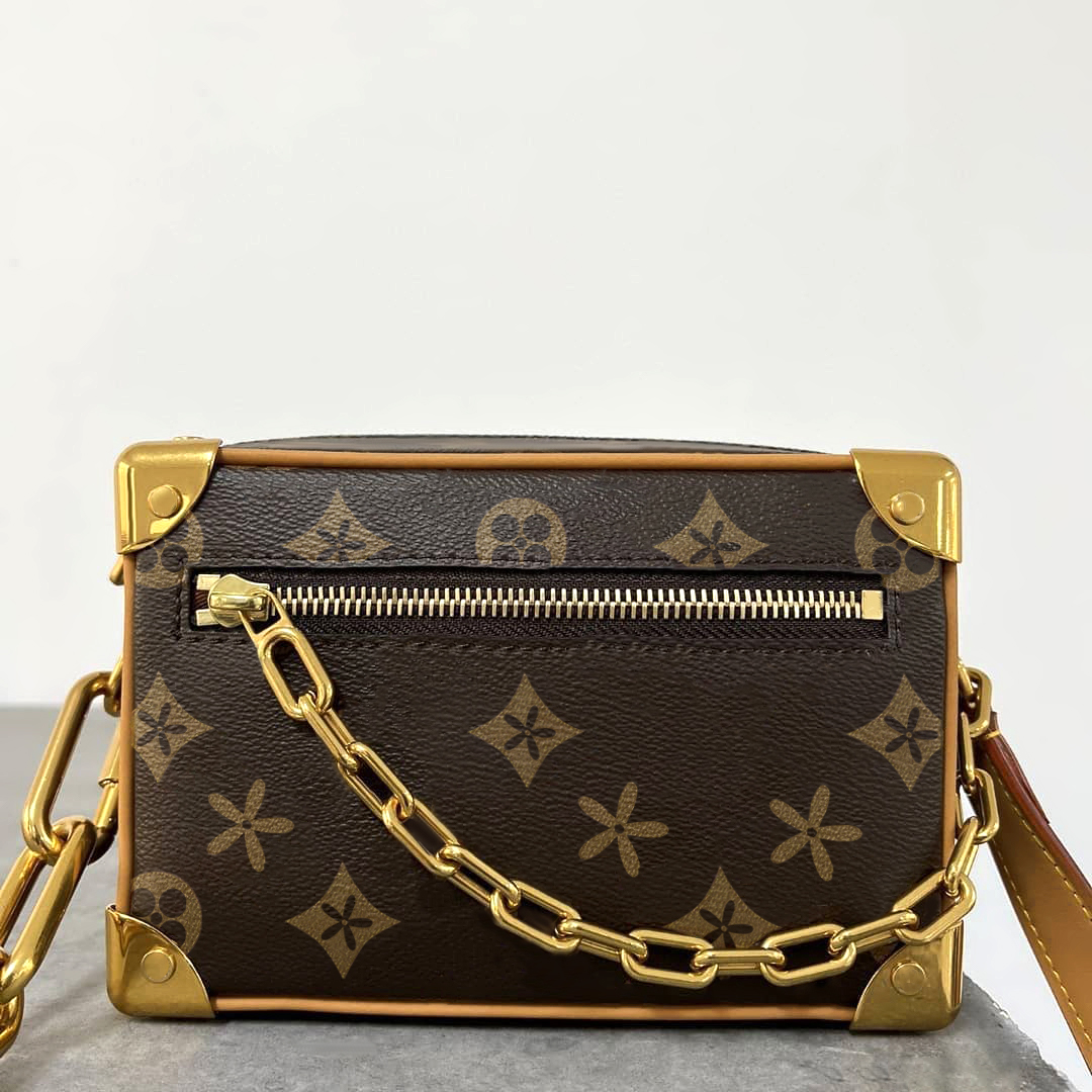 

Womens MINI SOFT TRUNK bag luxury designer Classic print pattern Box hand bag M44735 Tote mens Genuine leather chain crossbody Shoulder clutch bags Wallets pochette