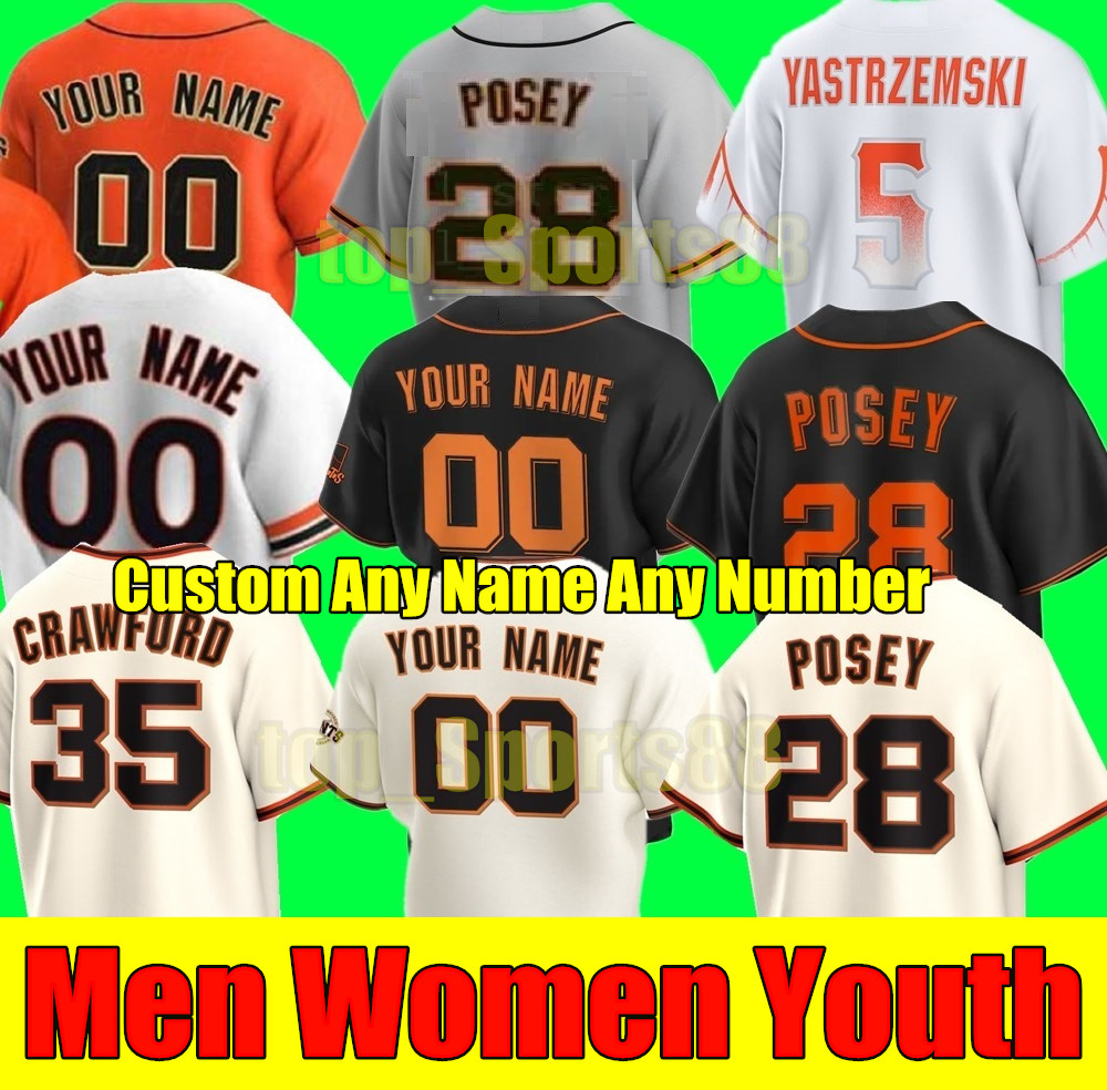 

2023 S-4XL San Francisco Giants Baseball Jerseys 5 Mike Yastrzemski 35 Brandon Crawford Custom Men Women Kids Evan Longoria Joc Pederson Brandon Belt Buster Posey, Youth