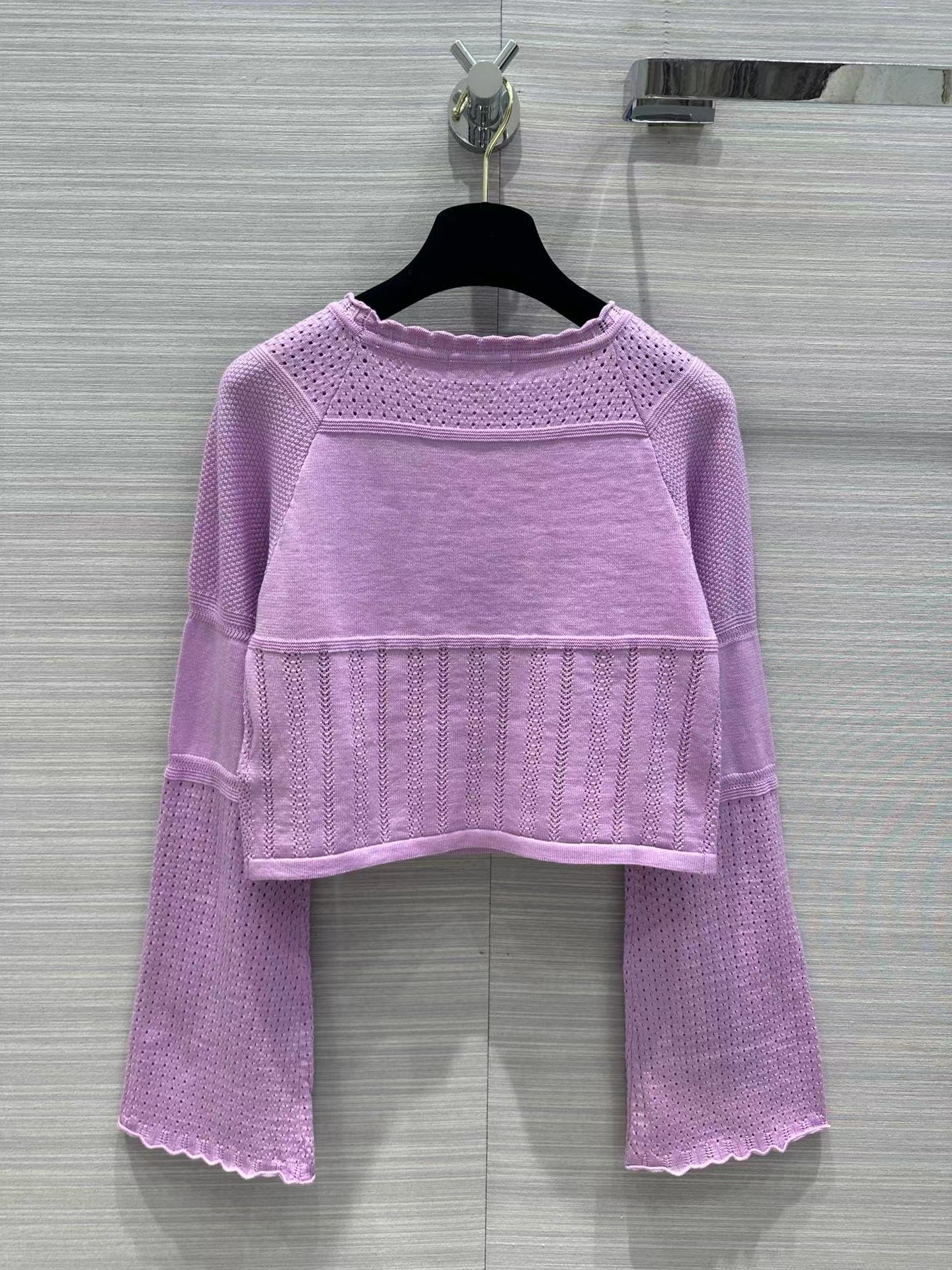 

2023 New Spring Summer Milan Runway Sweater Crew Neck Long Sleeve Women' Sweaters High End Jacquard Pullover Women Designer Sweater 0227-5, Purple