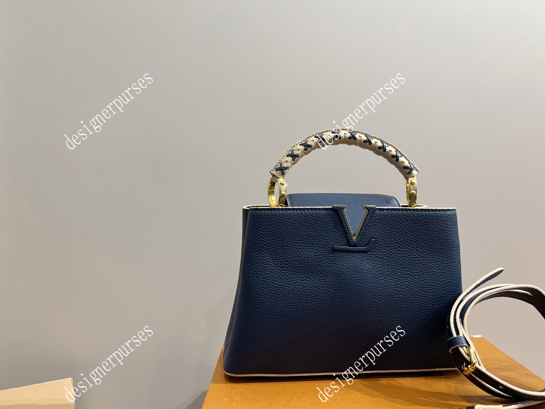 

TZ Classic Capucines series handbags Luxury cowhide tote bags Removable wide shoulder strap crossbody bags Fashion lady Designer bag Women shoulder handbag 28CM, Red