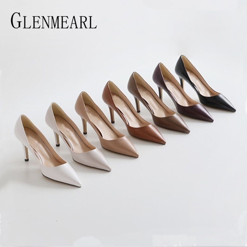 

Dress Shoes GLENMEARL High Heel Office Party Ladies Female High-Heeled Sexy on Heel Trend Fashion Brand Pumps 230225, Flock gray 9cm