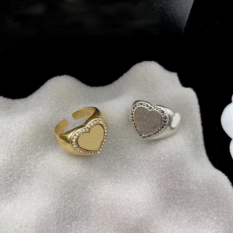 

New Couple Ring Gold Silver Brand New Deluxe Inlaid Rhinestone Women's Wedding Love Jewelry Designer Women's Engagement Ring