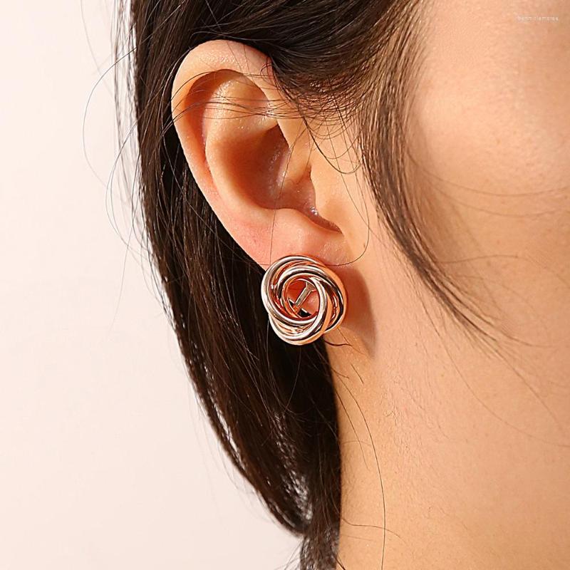 

Backs Earrings Korean Fashion For Women Geometric Hollow Entangle Flower Stud Vintage Jewelry Accessories Anillos Mujer 2023