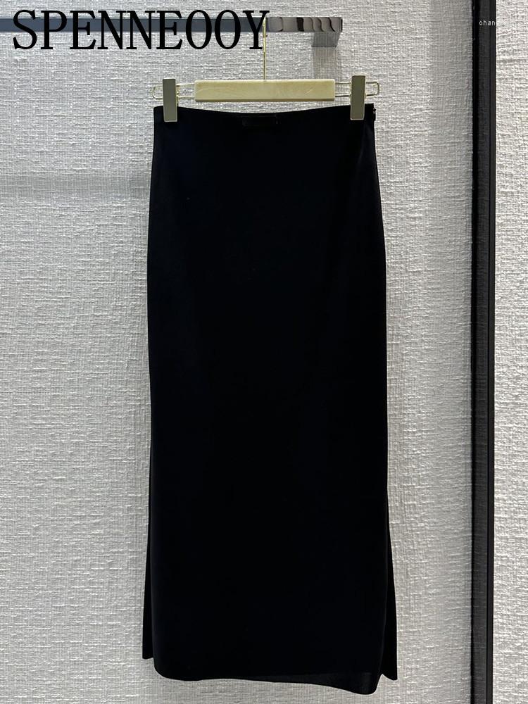 

Skirts SPENNEOOY Fashion Spring Summer Vintage Black Color Office Half Skirt Women's High Waist Straight Slim Package Buttocks