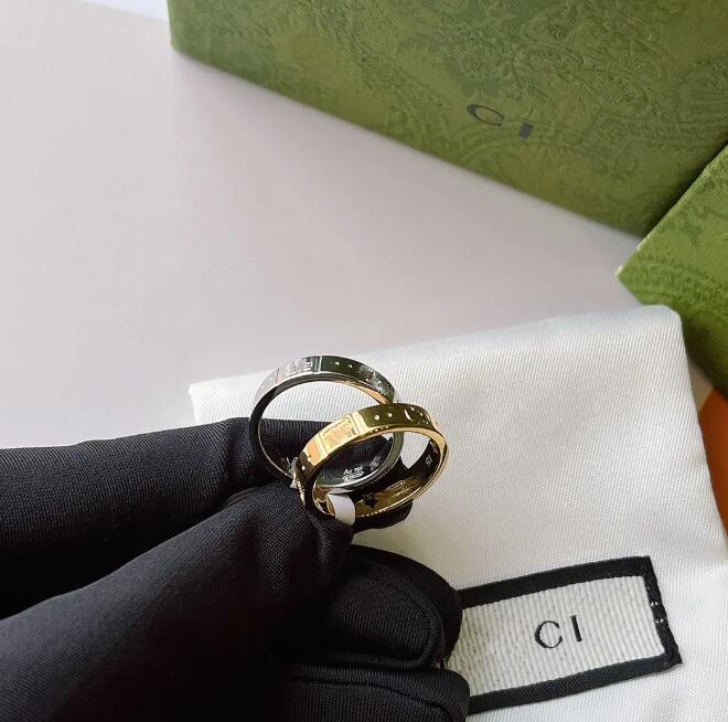 

Popular Designer Brand Ring 18k Gold-plated Hollowed-out Letter Love Women's Luxury Silver-plated Ring Multi-size Fashion Design Gift J090 with Box