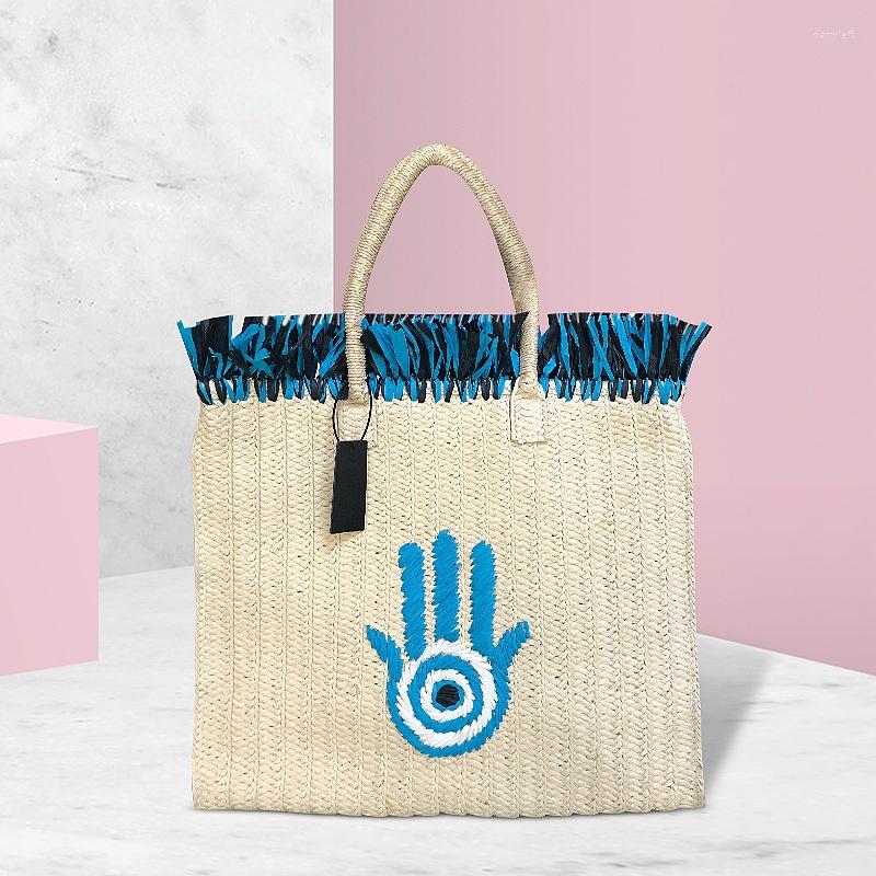 

Duffel Bags Square Hand Embroidered Travel Vacation Woven Beach Bag Girls Shoulder Handemade Handbags Birthday Gift For Friends, Straw