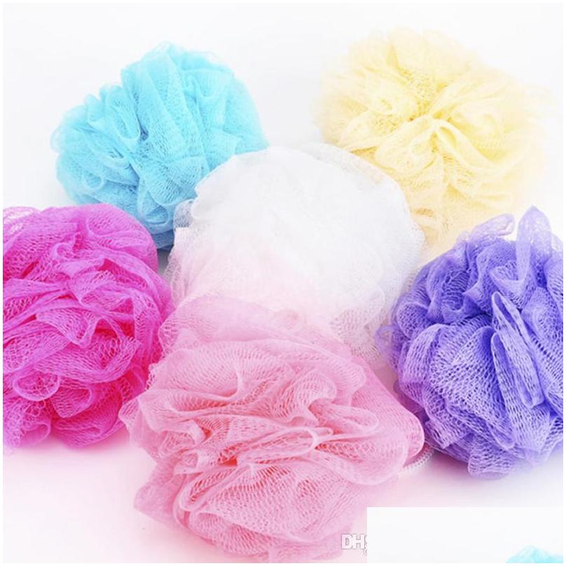 

Bath Tools Accessories Bathroom Soft Sponge Mesh Exfoliating Shower Pouf Ball Towels Body Cleaner Bathing Drop Delivery Health Beau Dhwpd