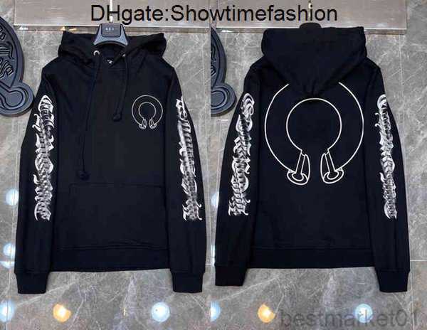 

Classic Fashion Luxury Mens Zipper Ch Hoodies Designer Horseshoe Sanskrit Cross Print Pullover Hooded High Quality Sweatshirts Sweater YU68, 19