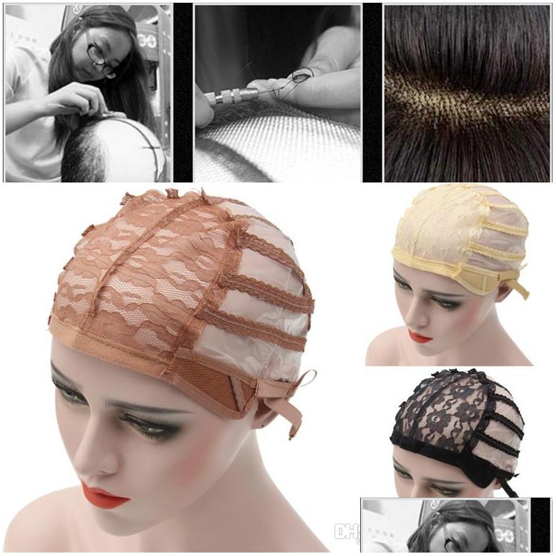 

Wig Caps Cap Top Stretch Mesh Weaving Back Adjustable Strap Hair Net For Making Wigs 3 Color Drop Delivery Products Accessories Dh4Mj