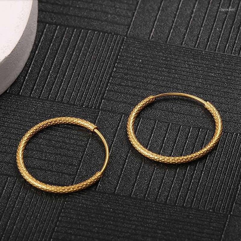 

Hoop Earrings Pure 24K Yellow Gold Women 999 Round Circle