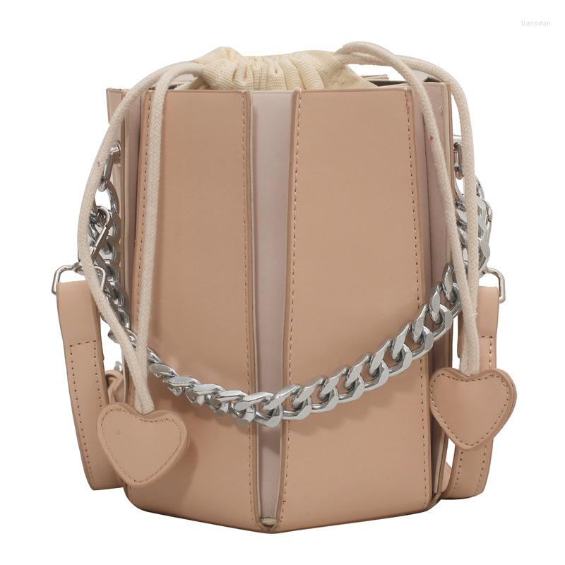 

Evening Bags TRAVEASY 2023 Summer Shoulder Woman Fashion Female Drawstring Bucket Panelled Chain Ladies Crossbody, Khaki women bag