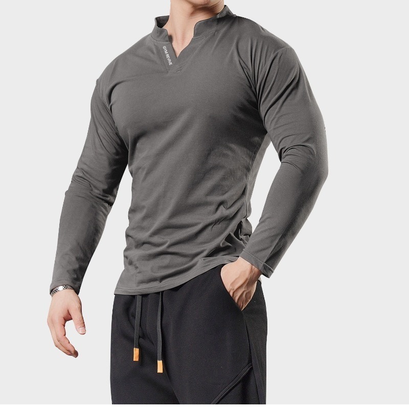 

Men's Polos Spring And Autumn Sports Leisure Longsleeved Vneck Gym Sweatabsorbing Breathable Running Training Sweater Tshirt 230227, White