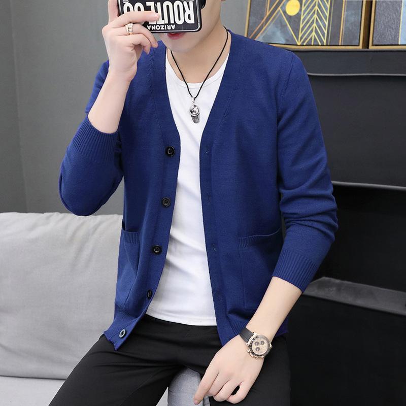 

Men's Sweaters Autumn Cardigan Sweater Teenagers Solid Color Casual Daily SweaterMen's, Black